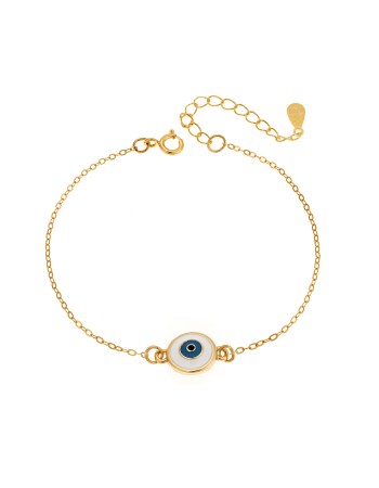 Βραχιόλι Senza Silver 925, επιχρυσωμένο στρογγυλό ματάκι με σμάλτο - SSR2805GD