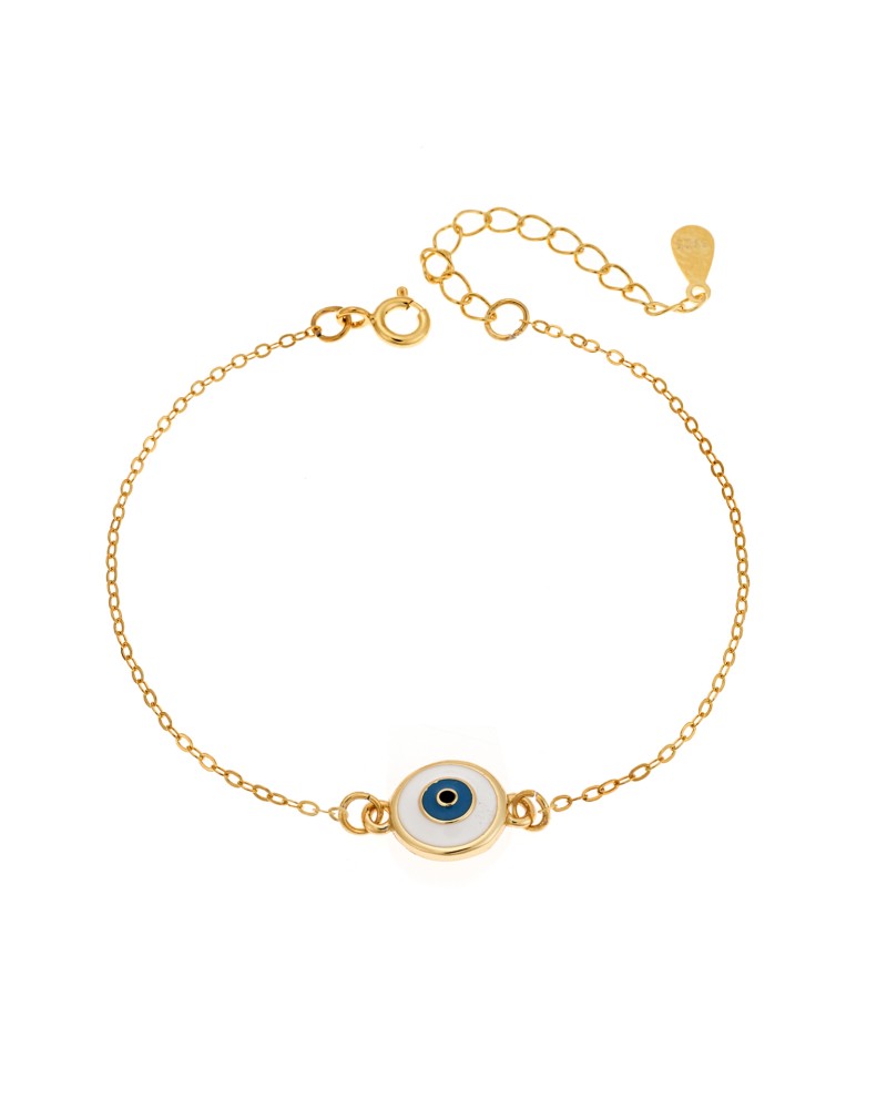 Βραχιόλι Senza Silver 925, επιχρυσωμένο στρογγυλό ματάκι με σμάλτο - SSR2805GD