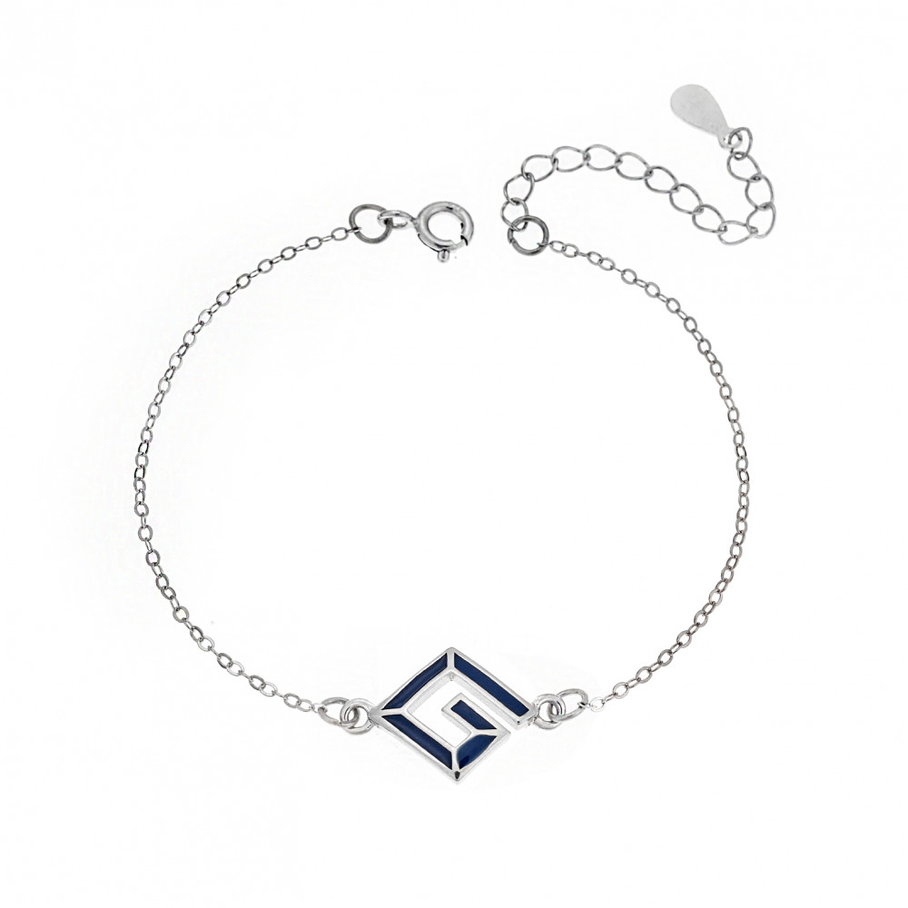 Βραχιόλι Senza Silver 925, μαίανδρος με μπλε σμάλτο - SSR2810SR