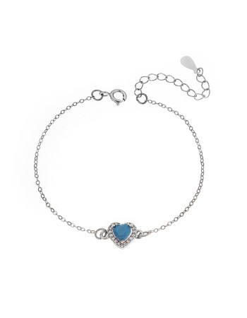 Βραχιόλι Senza Silver 925, καρδιά με τυρκουάζ ζιργκόν - SSR2813-3SR