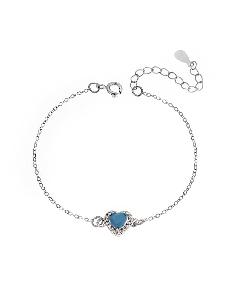 Βραχιόλι Senza Silver 925, καρδιά με τυρκουάζ ζιργκόν - SSR2813-3SR