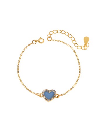 Βραχιόλι Senza Silver 925, επιχρυσωμένη καρδιά με σμάλτο και aquamarine ζιργκόν - SSR2814-13GD