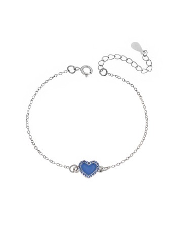 Βραχιόλι Senza Silver 925, καρδιά με σμάλτο και μπλε ζιργκόν - SSR2814-5SR
