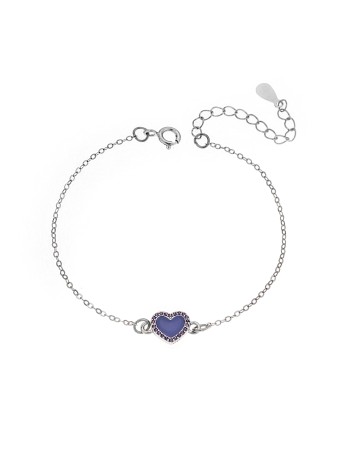 Βραχιόλι Senza Silver 925, καρδιά με σμάλτο και μωβ ζιργκόν - SSR2814-9SR