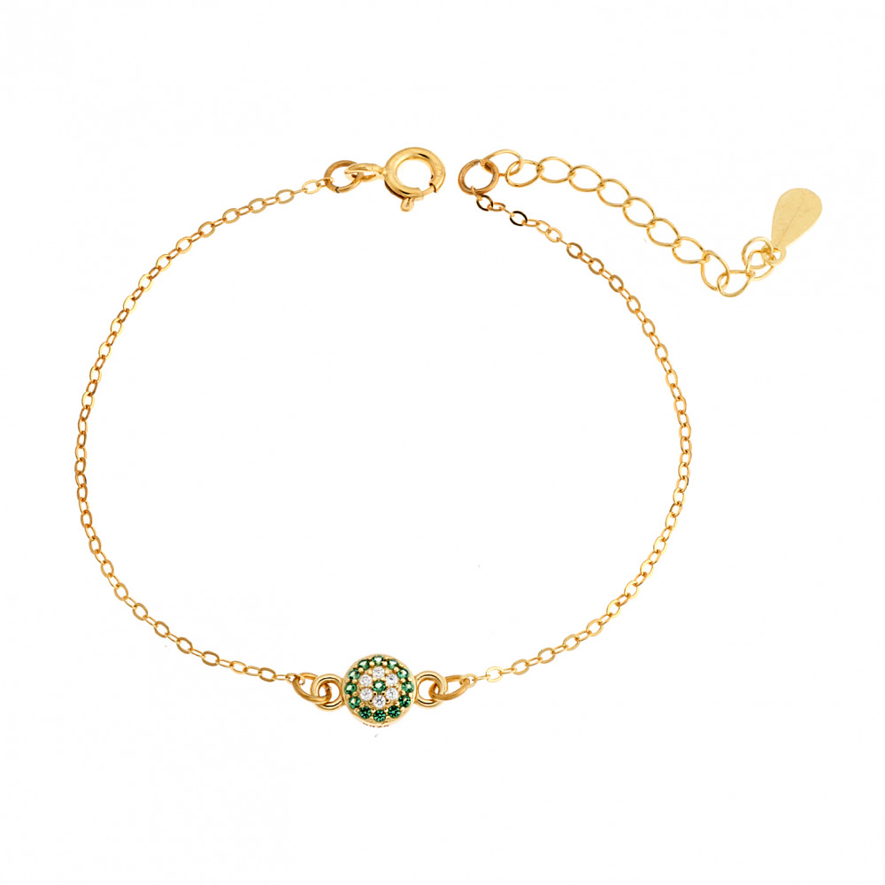 Βραχιόλι Senza Silver 925, επιχρυσωμένο ματάκι στόχος με ζιργκόν πέτρες - SSR2815-2GD