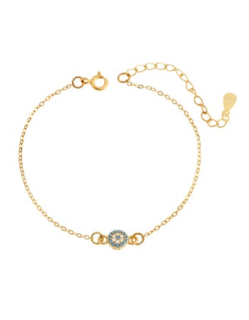 Βραχιόλι Senza Silver 925, επιχρυσωμένο ματάκι στόχος με ζιργκόν πέτρες - SSR2815-6GD