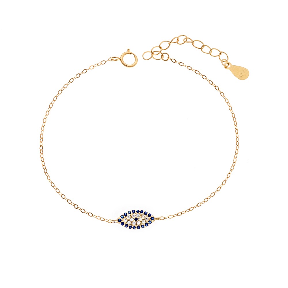 Βραχιόλι Senza Silver 925, επιχρυσωμένο ματάκι με ζιργκόν - SSR2816GD