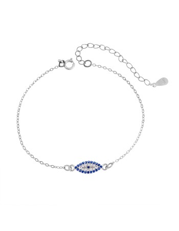 Βραχιόλι Senza Silver 925, επιπλατινωμένο ματάκι με ζιργκόν - SSR2816SR