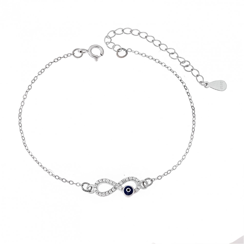 Βραχιόλι Senza Silver 925, επιπλατινωμένο άπειρο με ζιργκόν - SSR2818SR