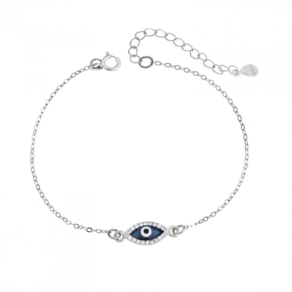 Βραχιόλι Senza Silver 925, επιπλατινωμένο ματάκι σμάλτο - SSR2819SRBE