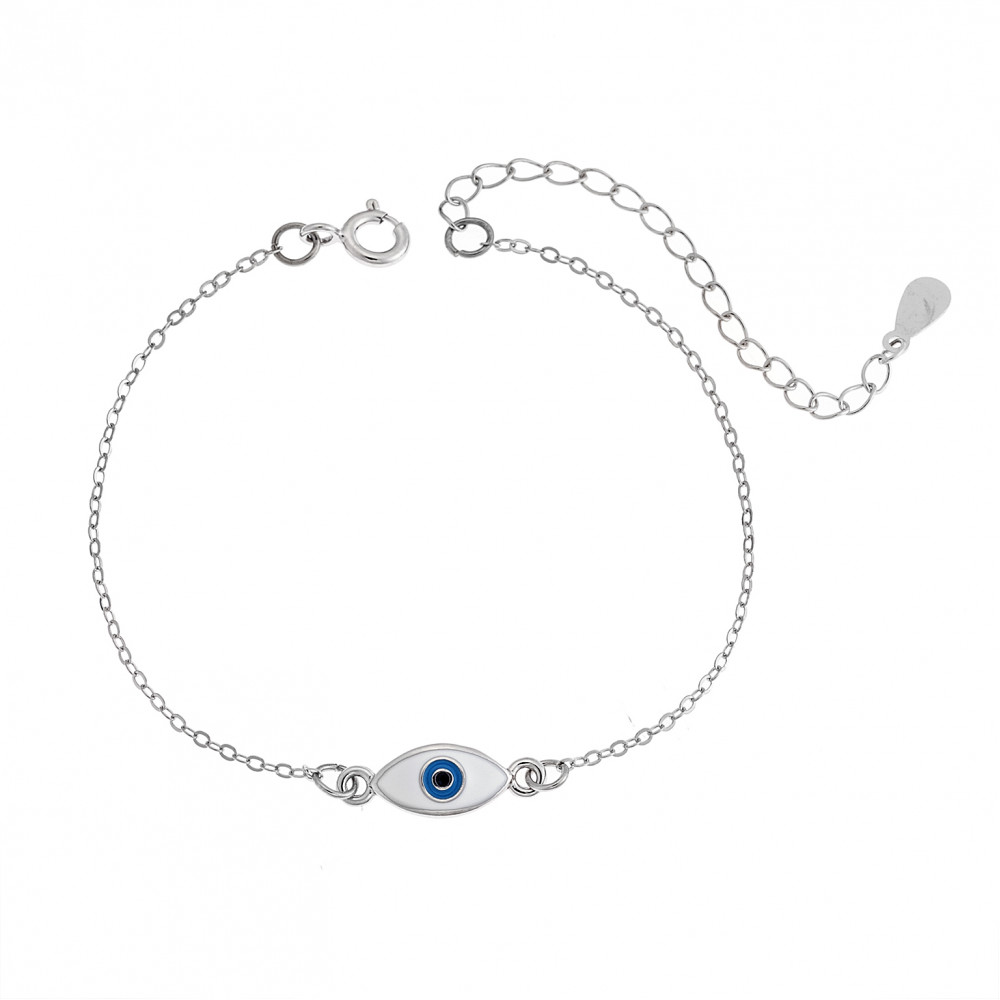 Βραχιόλι Senza Silver 925, επιπλατινωμένο ματάκι σμάλτο - SSR2820SR