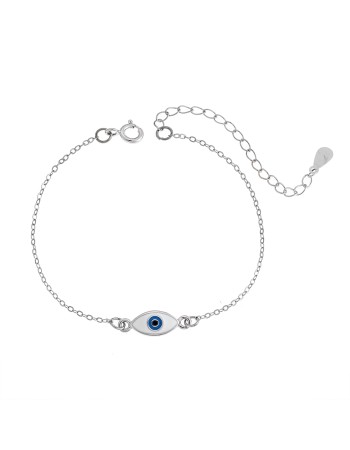 Βραχιόλι Senza Silver 925, επιπλατινωμένο ματάκι σμάλτο - SSR2820SR