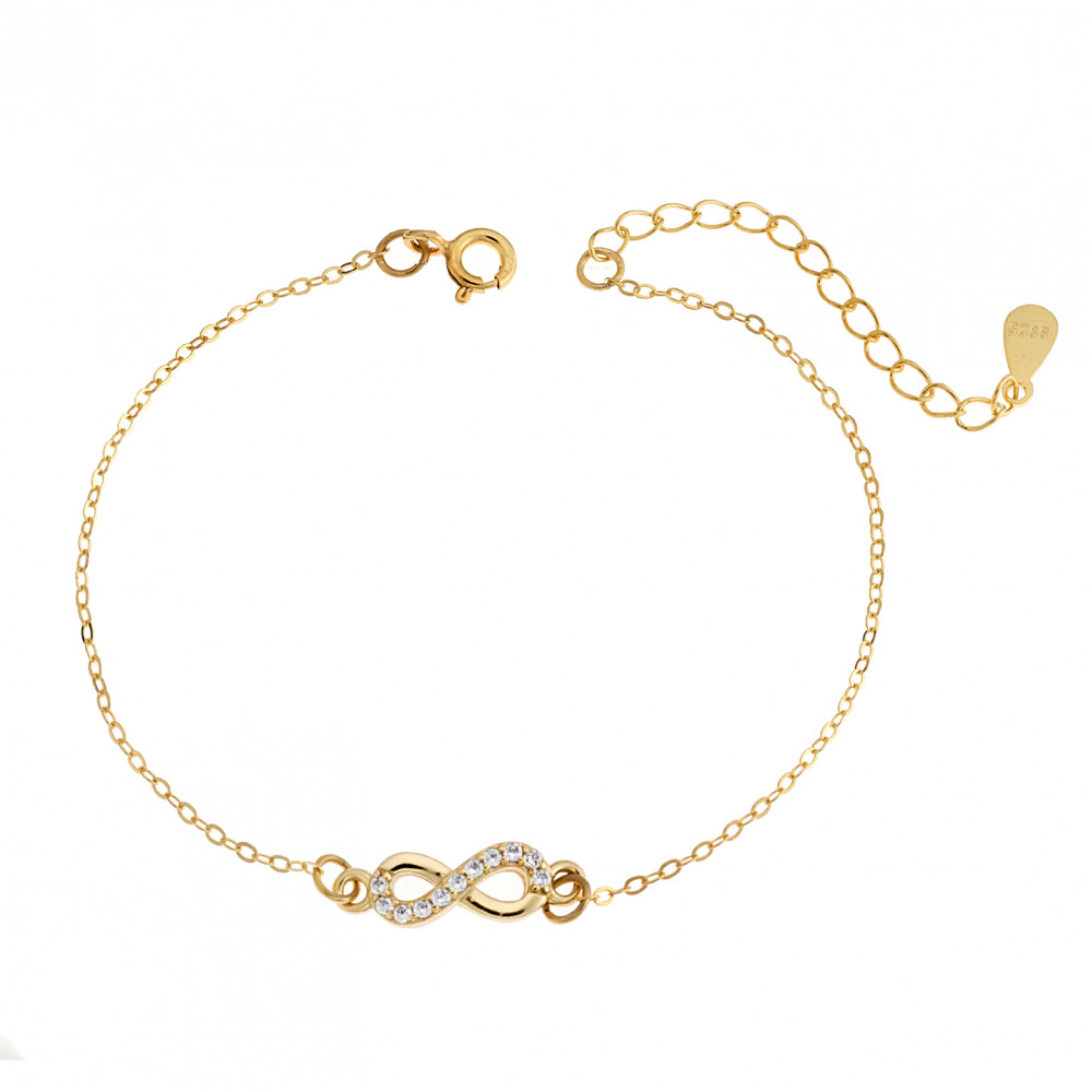 Βραχιόλι Senza Silver 925, επιχρυσωμένο άπειρο με ζιργκόν πέτρες - SSR2821GD