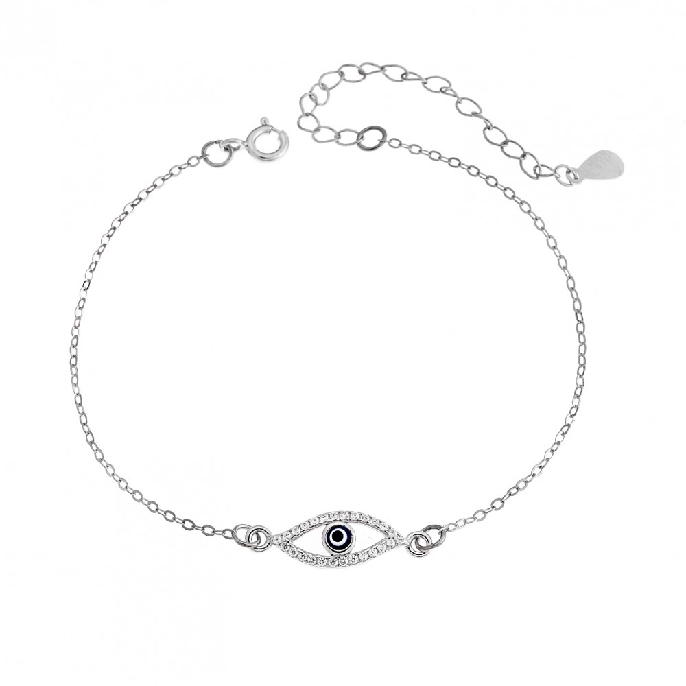 Βραχιόλι Senza Silver 925, επιπλατινωμένο Ματάκι με ζιργκόν πέτρες - SSR2825SR