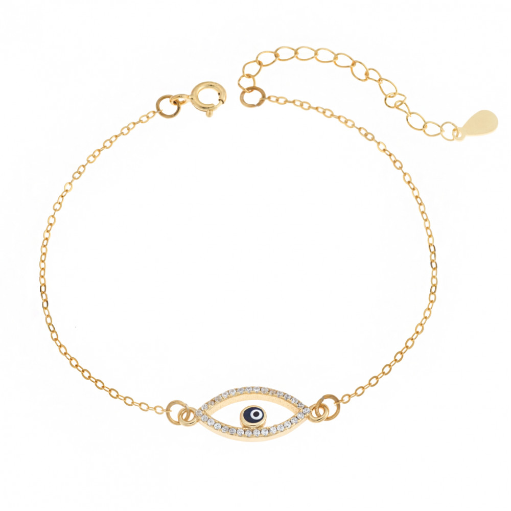 Βραχιόλι Senza Silver 925, επιχρυσωμένο Ματάκι με ζιργκόν πέτρες - SSR2826GD