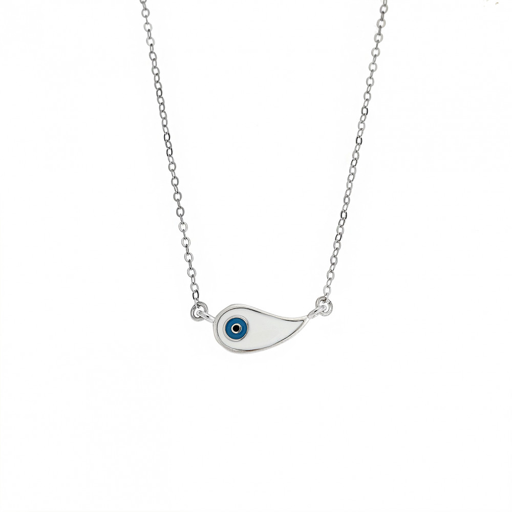 Κολιέ Senza Silver 925, Ματάκι λαχούρι με σμάλτο - SSR2837SR