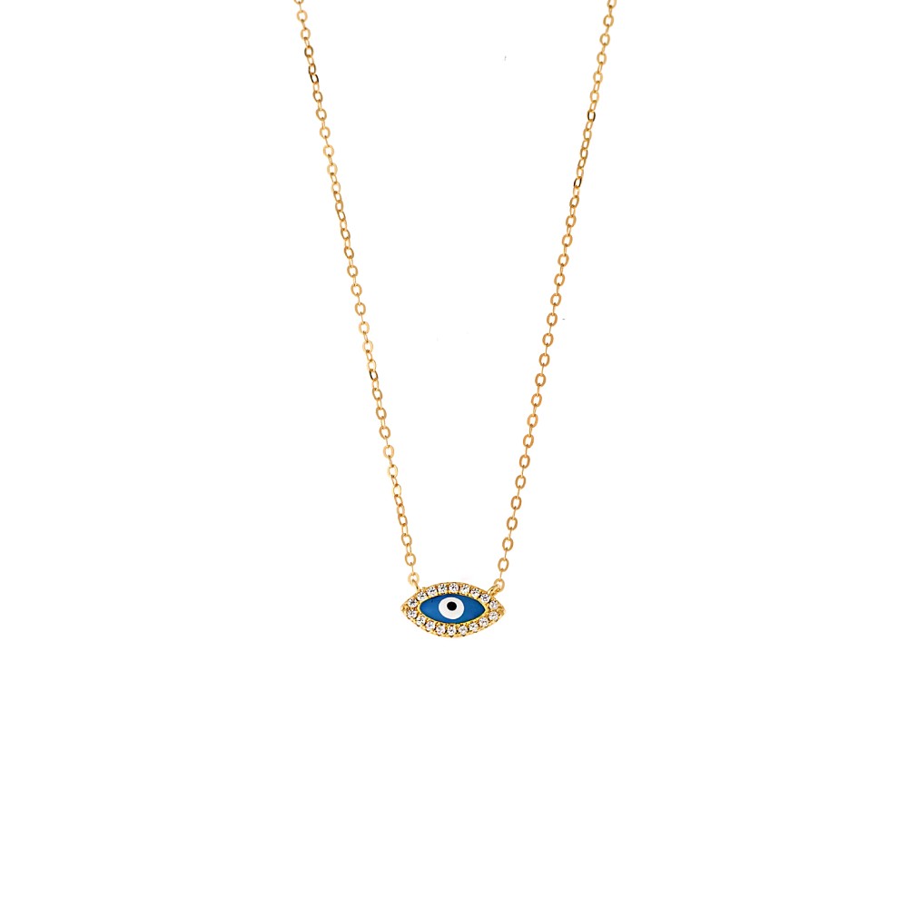 Κολιέ Senza Silver 925, επιχρυσωμένο Ματάκι με σμάλτο - SSR2838GDLB