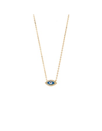Κολιέ Senza Silver 925, επιχρυσωμένο Ματάκι με σμάλτο - SSR2838GDLB