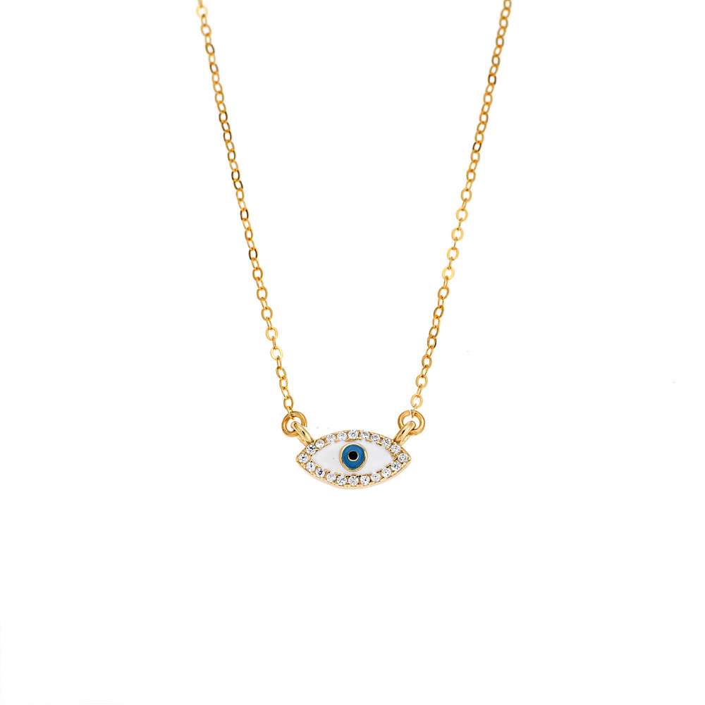 Κολιέ Senza Silver 925, επιχρυσωμένο Ματάκι με σμάλτο - SSR2838GDWH
