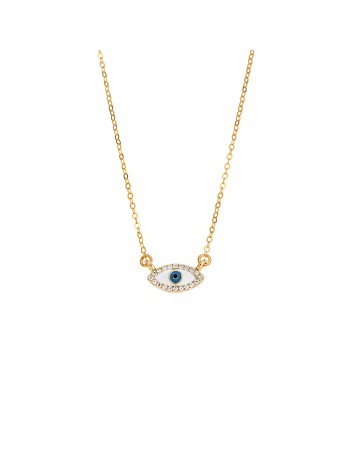 Κολιέ Senza Silver 925, επιχρυσωμένο Ματάκι με σμάλτο - SSR2838GDWH