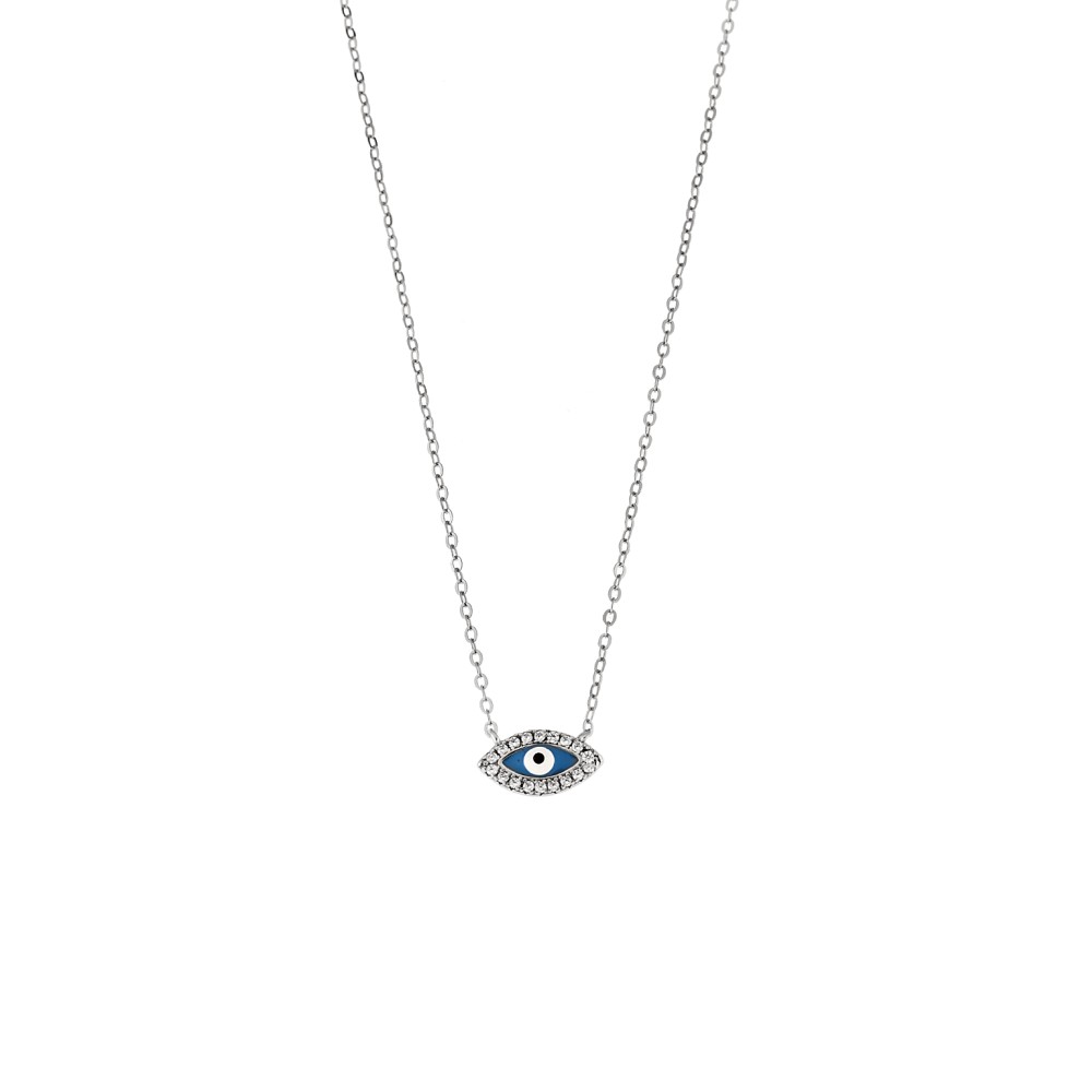 Κολιέ Senza Silver 925, Ματάκι με Γαλάζιο σμάλτο - SSR2838SRLB