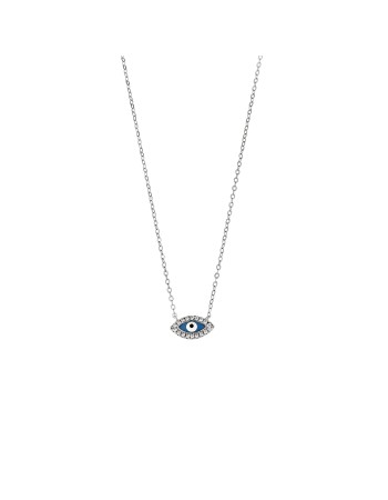 Κολιέ Senza Silver 925, Ματάκι με Γαλάζιο σμάλτο - SSR2838SRLB