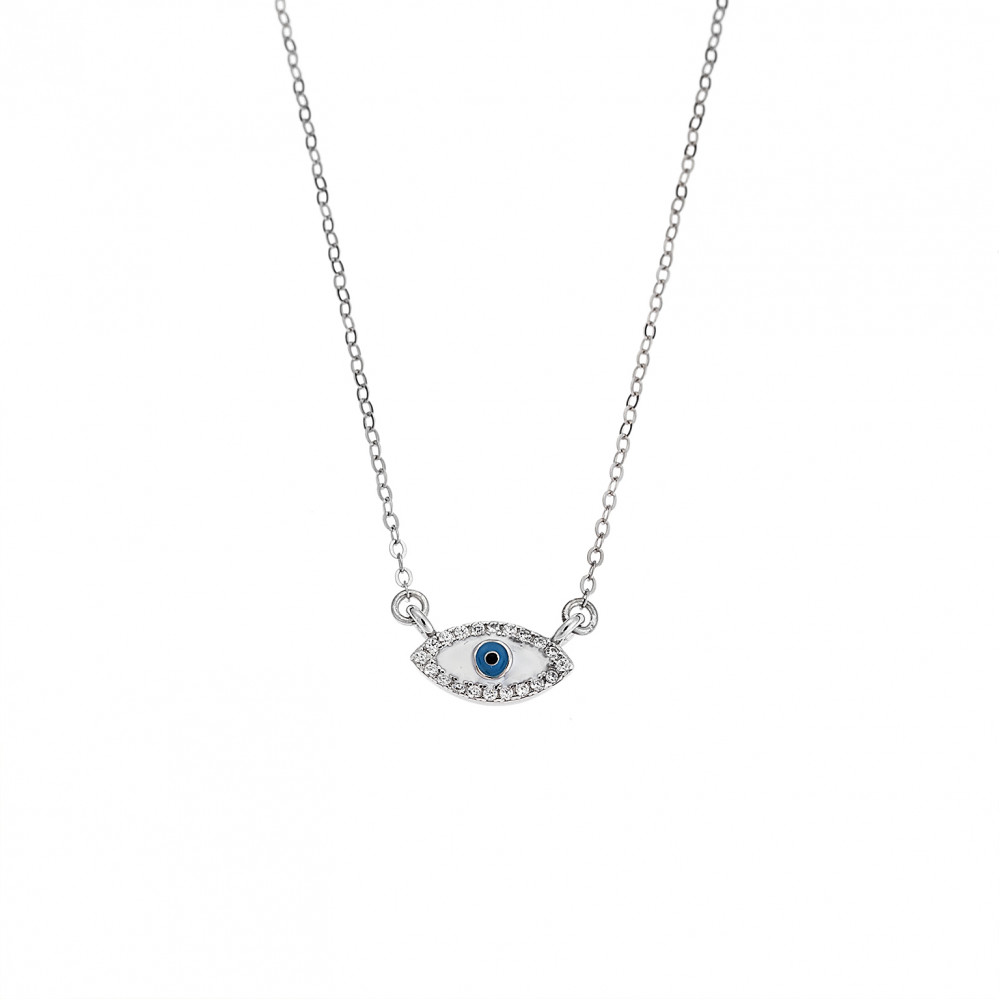 Κολιέ Senza Silver 925, Ματάκι με σμάλτο - SSR2838SRWH