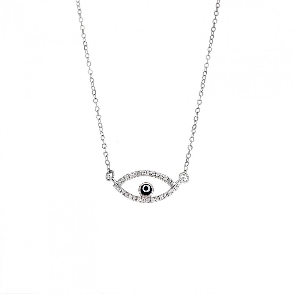 Κολιέ Senza Silver 925, Ματάκι με ζιργκόν - SSR2840SR