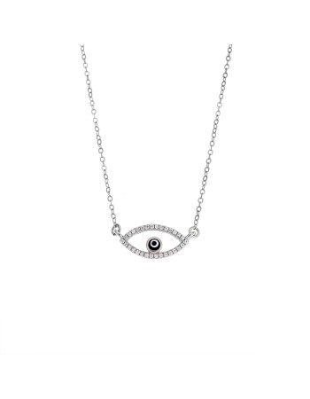 Κολιέ Senza Silver 925, Ματάκι με ζιργκόν - SSR2840SR