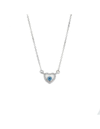 Κολιέ Senza Silver 925, Ματάκι καρδιά με σμάλτο και ζιργκόν - SSR2842SR