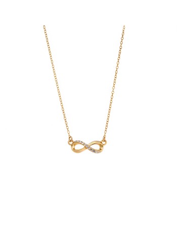 Κολιέ Senza Silver 925, επιχρυσωμένο Άπειρο με ζιργκόν - SSR2845GD