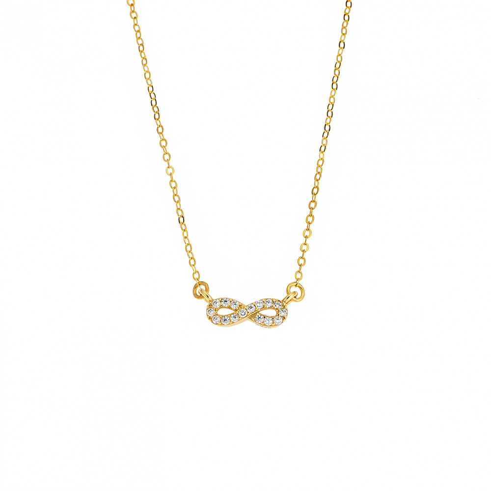 Κολιέ Senza Silver 925, επιχρυσωμένο Άπειρο με ζιργκόν - SSR2846GD