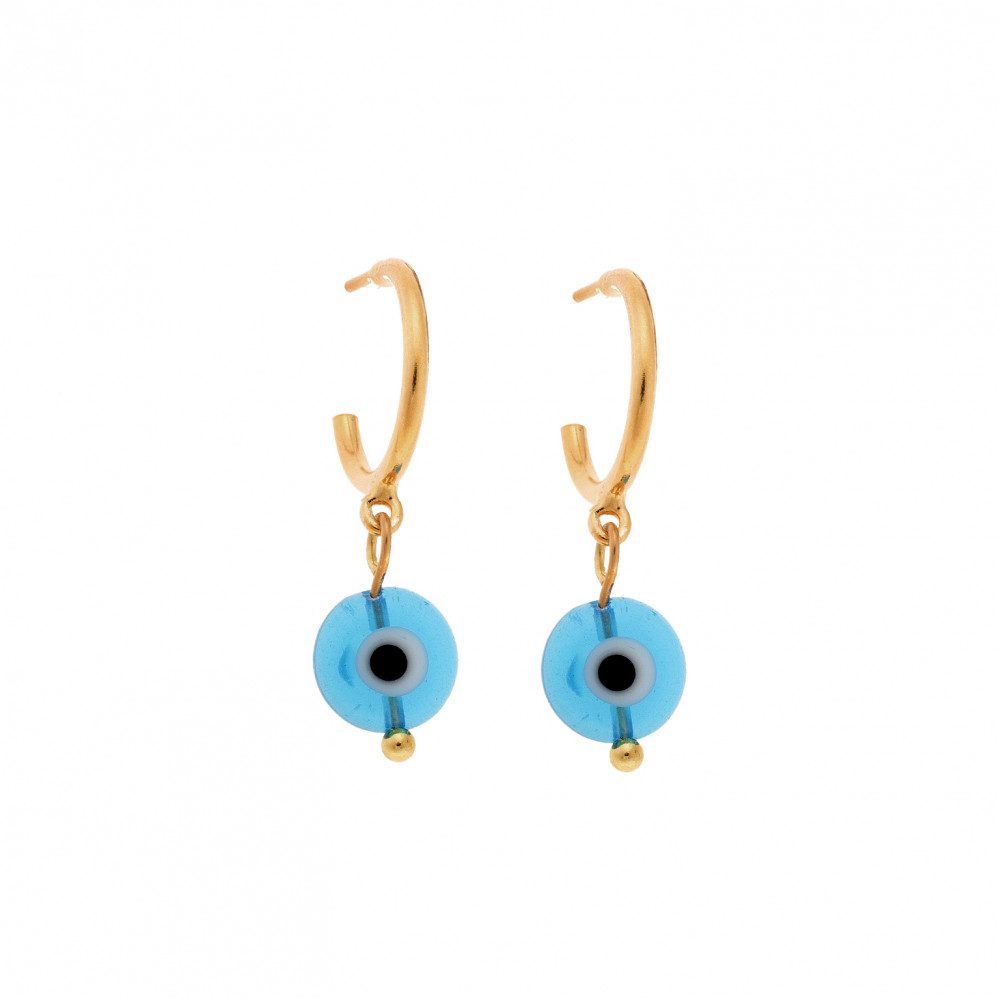 Σκουλαρίκια Κρίκοι Senza επιχρυσωμένο ασήμι 925, ματάκια - SSR2849GLBKR