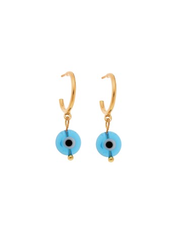 Σκουλαρίκια Κρίκοι Senza επιχρυσωμένο ασήμι 925, ματάκια - SSR2849GLBKR