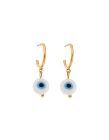 Σκουλαρίκια Κρίκοι Senza επιχρυσωμένο ασήμι 925, ματάκια - SSR2849GWKR