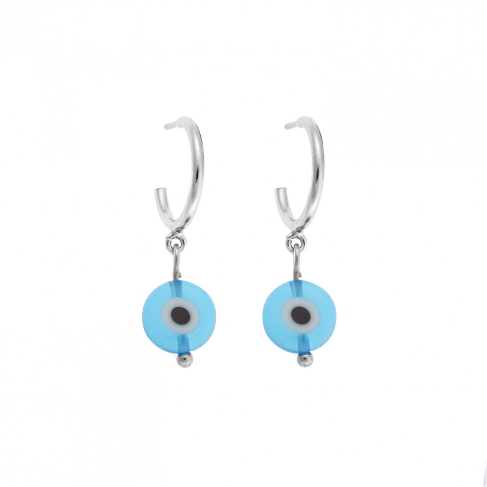 Σκουλαρίκια Κρίκοι Senza ασήμι 925, ματάκια - SSR2849SLBKR