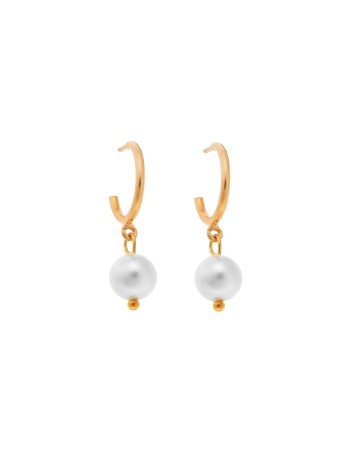 Σκουλαρίκια Κρίκοι Senza επιχρυσωμένο ασήμι 925, πέρλα - SSR2850GPKR