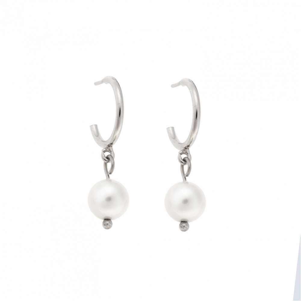 Σκουλαρίκια Κρίκοι Senza ασήμι 925, πέρλα - SSR2850SPKR