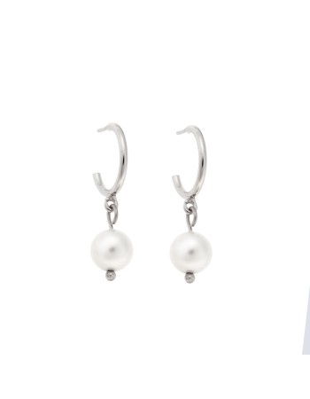 Σκουλαρίκια Κρίκοι Senza ασήμι 925, πέρλα - SSR2850SPKR
