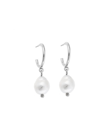 Σκουλαρίκια Κρίκοι Senza ασήμι 925, μαργαριτάρι - SSR2851SMKR