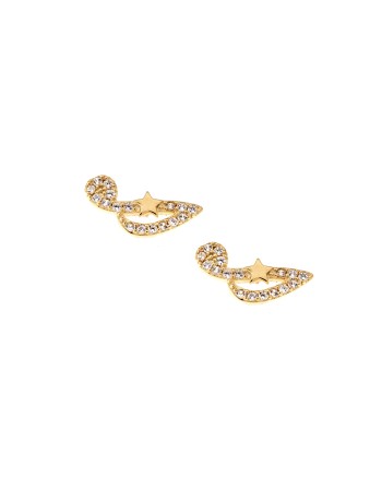 Σκουλαρίκια Senza επιχρυσωμένο ασήμι 925, κλειδί του Σολ με λευκά ζιργκόν - SSR2960GD