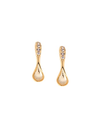 Σκουλαρίκια Senza επιχρυσωμένο ασήμι 925, κουταλάκια με λευκά ζιργκόν - SSR2966GD
