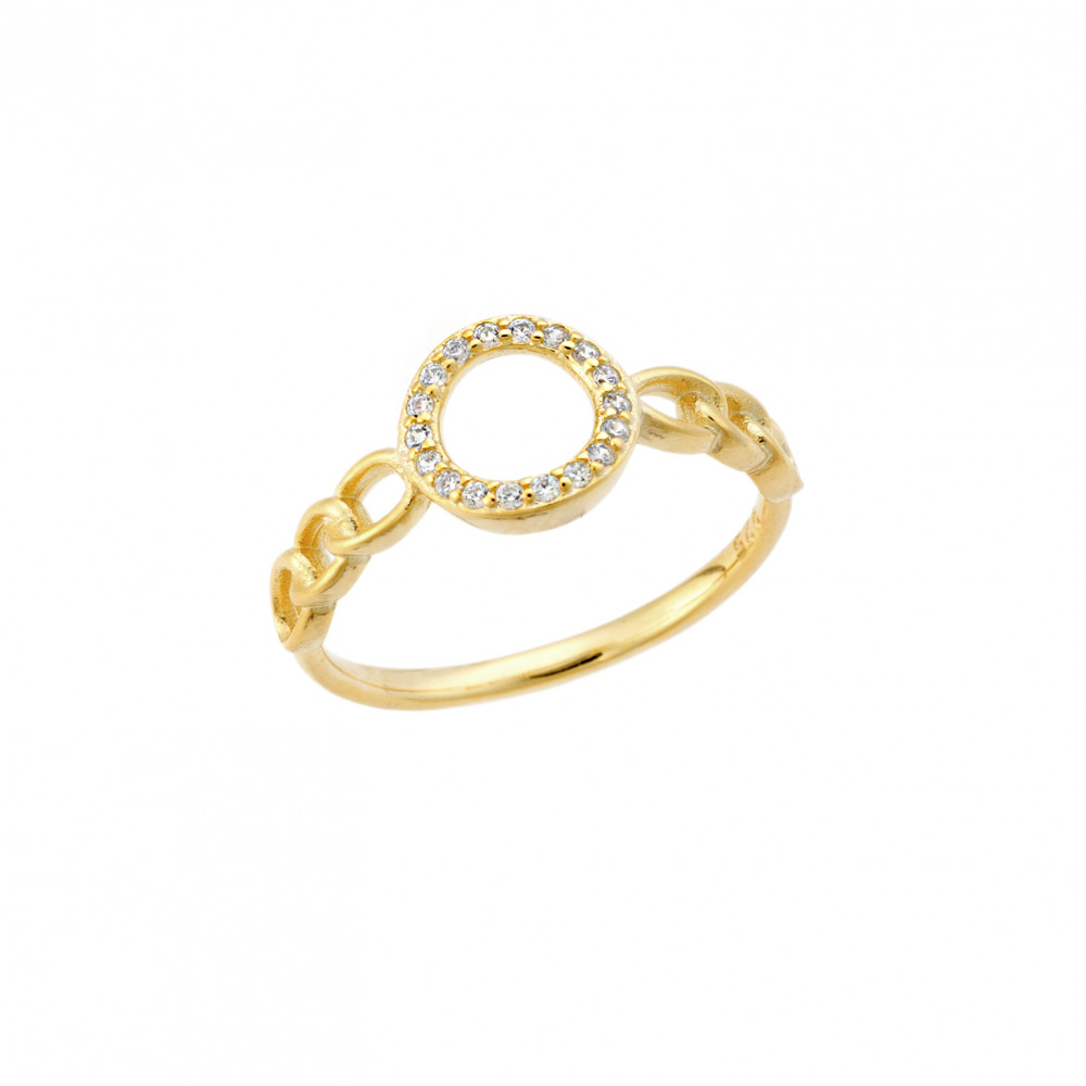 Δαχτυλίδι Senza επιχρυσωμένο ασήμι 925, κύκλος με λευκά ζιργκόν - SSR2978GD