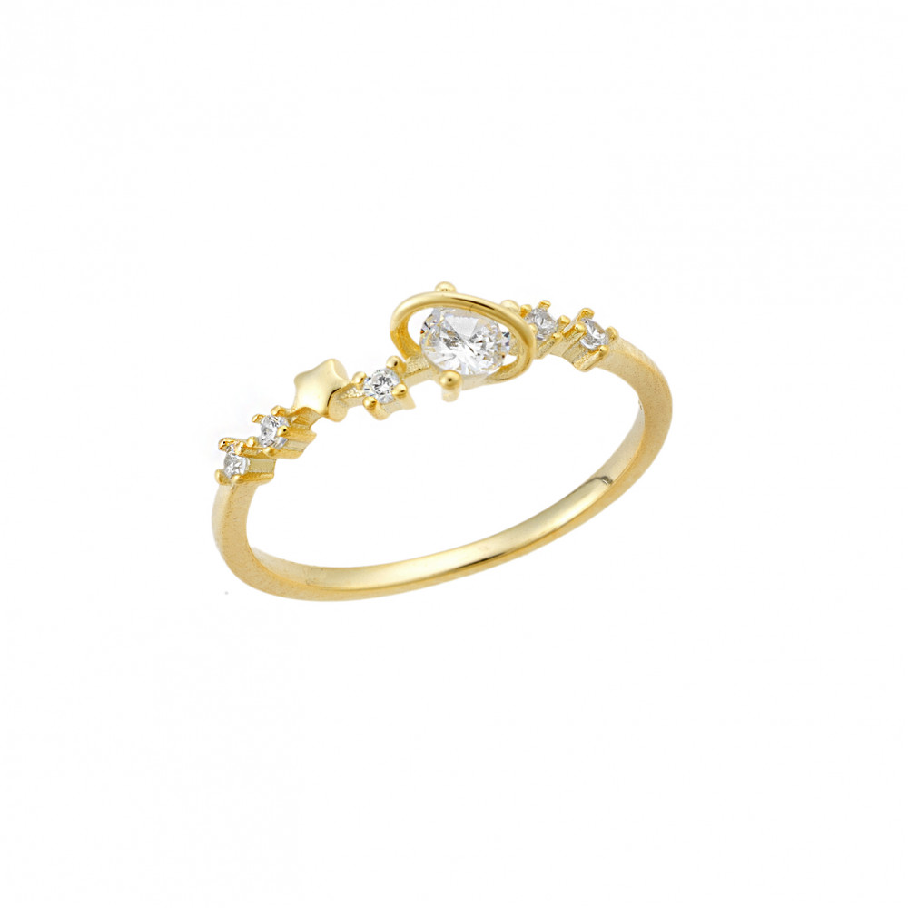 Δαχτυλίδι Senza επιχρυσωμένο ασήμι 925, βεράκι με λευκά ζιργκόν - SSR2999GD