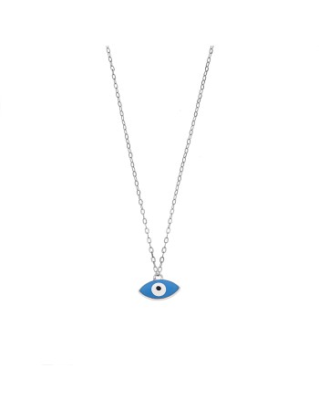 Κολιέ Senza Silver 925, Ματάκι με γαλάζιο σμάλτο - SSR3020STQ