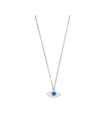 Κολιέ Senza Silver 925, Ματάκι με λευκό σμάλτο - SSR3020SWH