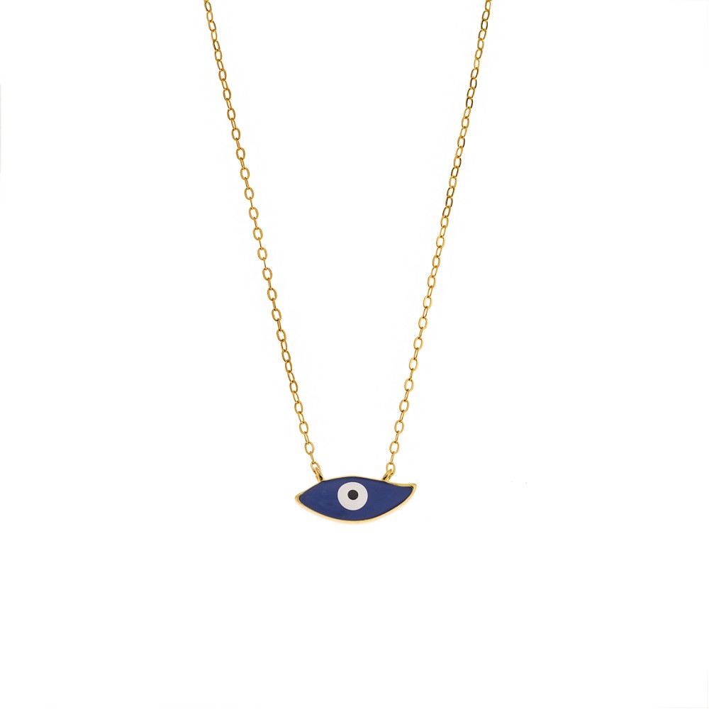 Κολιέ Senza Silver 925 Gold Plated, Ματάκι μπλε με σμάλτο - SSR3022-1GBL