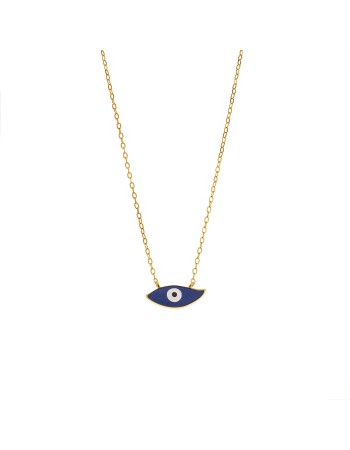 Κολιέ Senza Silver 925 Gold Plated, Ματάκι μπλε με σμάλτο - SSR3022-1GBL