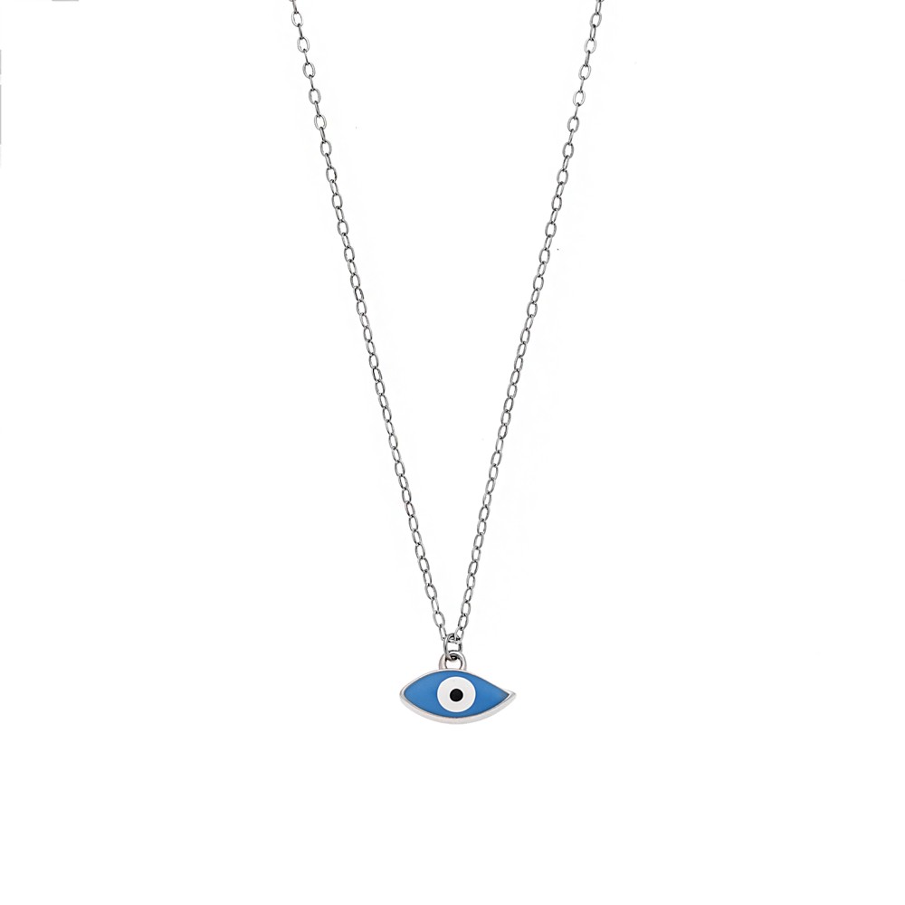 Κολιέ Senza Silver 925, Ματάκι γαλάζιο με σμάλτο - SSR3022SLB
