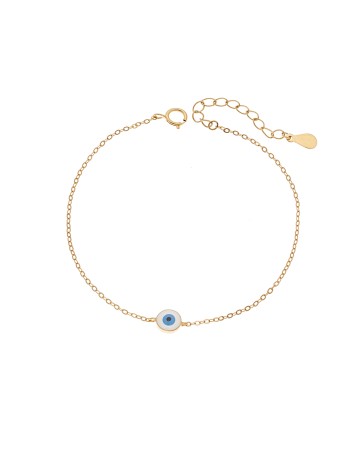 Βραχιόλι Senza Silver 925, επιχρυσωμένο ματάκι με σμάλτο - SSR3034-1GWH